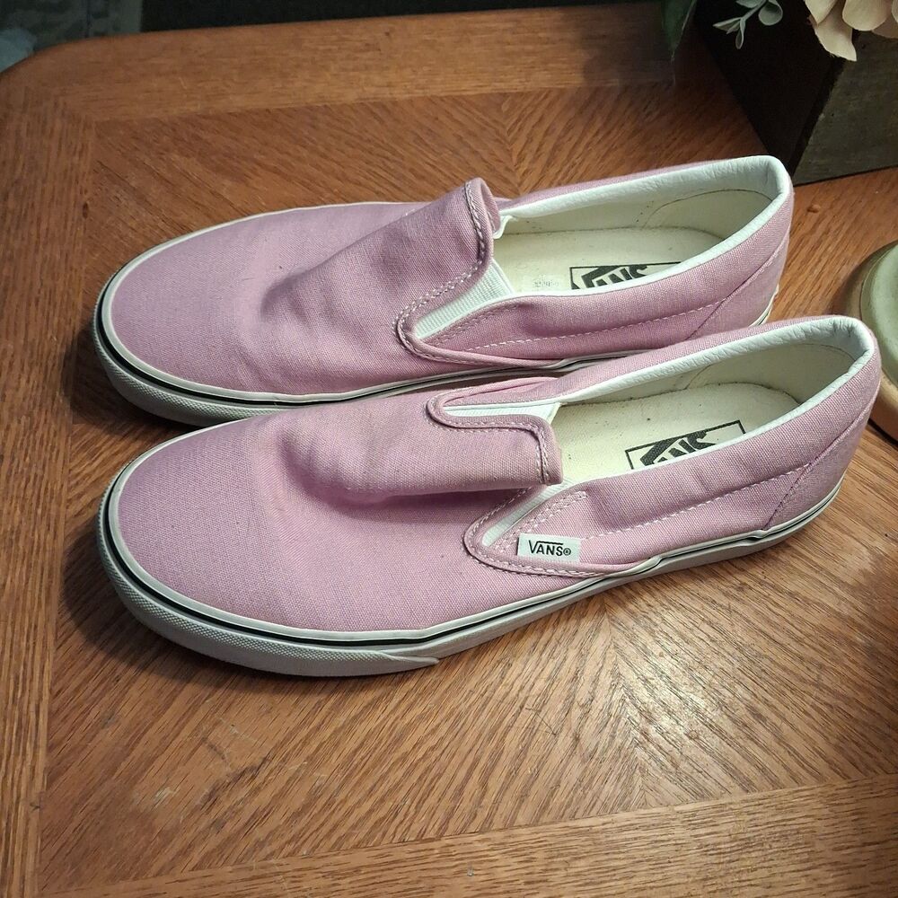 Vans White Pink Classic Slip On Unisex Low Top Women Size 9.5 Men Size 8 Adult - Picture 3 of 10